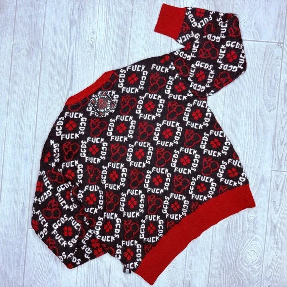GCDS Cherry Jumper Sweater Wool-Blend Italy curse word “ f*uck GCDS “ rare shirt